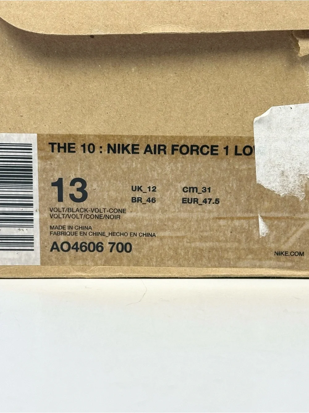 Nike Air Force 1 Men’s Low Off-White Volt Sz 13 NEW IN BOX Style AO4606 700